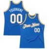 Custom Blue White-Old Gold Authentic Throwback Basketball Jersey