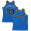 Custom Blue Black-Old Gold Authentic Throwback Basketball Jersey