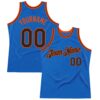 Custom Blue Black-Orange Authentic Throwback Basketball Jersey
