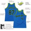Custom Blue Navy-Neon Green Authentic Throwback Basketball Jersey