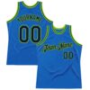 Custom Blue Navy-Neon Green Authentic Throwback Basketball Jersey
