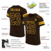 Custom Brown Brown-Gold Mesh Authentic Football Jersey