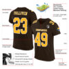 Custom Brown Gold-White Mesh Authentic Football Jersey
