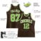 Custom Brown White Pinstripe Neon Green Authentic Basketball Jersey