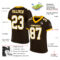 Brown0147-1 Custom Brown White-Gold Mesh Authentic Football Jersey
