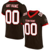 Custom Brown White-Red Mesh Authentic Football Jersey