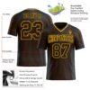 Custom Brown Gold-Black Authentic Football Jersey