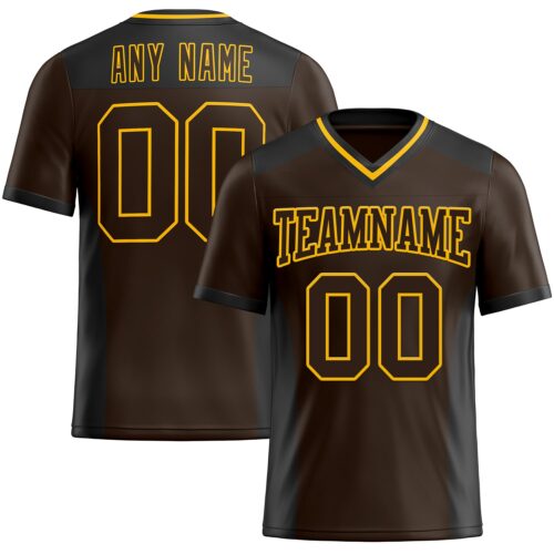 Custom Brown Gold-Black Authentic Football Jersey