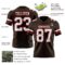 Brown0210-2 Custom Brown White-Red Authentic Football Jersey