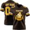 Brown0213-1 Custom Brown Gold-White Authentic Football Jersey