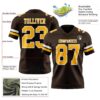 Custom Brown Gold-White Authentic Football Jersey