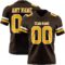 Brown0213 Custom Brown Gold-White Authentic Football Jersey