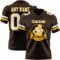Brown0214-1 Custom Brown White-Gold Authentic Football Jersey