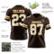 Brown0214-2 Custom Brown White-Gold Authentic Football Jersey