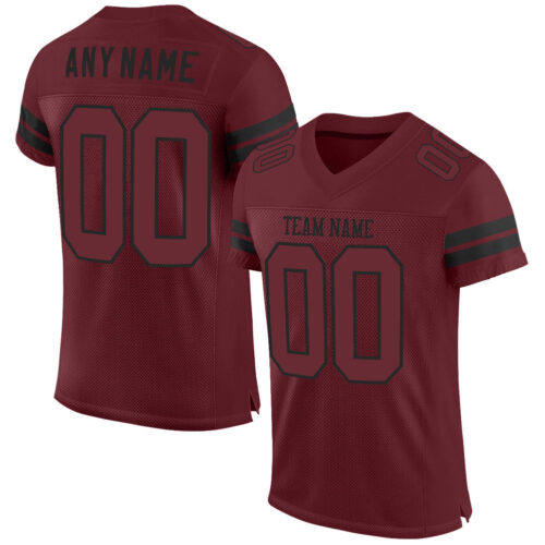 Burgundy0028 Custom Burgundy Burgundy-Black Mesh Authentic Football Jersey
