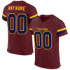 Burgundy0031 Custom Burgundy Navy-Gold Mesh Authentic Football Jersey