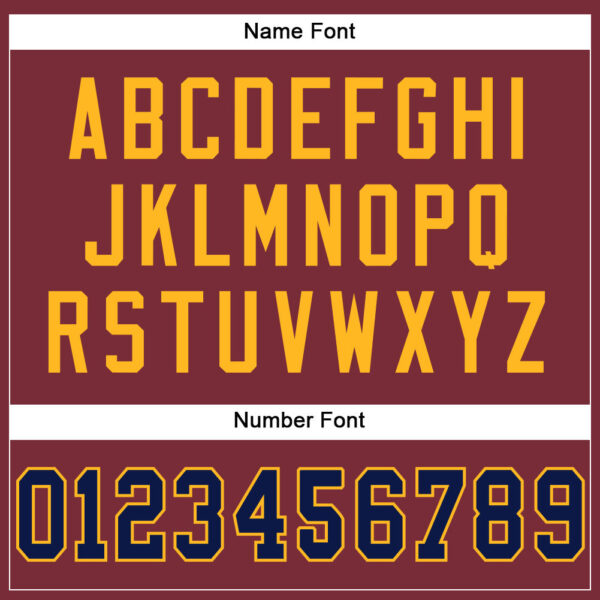 Custom Burgundy Navy-Gold Mesh Authentic Football Jersey