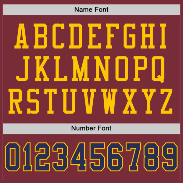 Burgundy0050-3 Custom Burgundy Navy-Gold Mesh Authentic Throwback Football Jersey