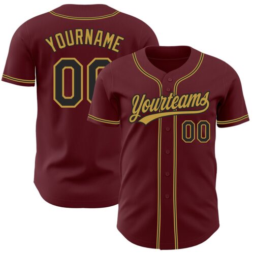 Burgundy0079_94931852-c36e-4bd6-ba5f-09d5f3ba0464 Custom Burgundy Black-Old Gold Authentic Baseball Jersey