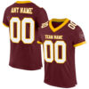 Custom Burgundy White-Gold Mesh Authentic Football Jersey