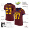 Burgundy0092-1 Custom Burgundy Gold-Navy Mesh Authentic Football Jersey