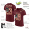 Burgundy0100-1 Custom Burgundy Vintage USA Flag-City Cream Mesh Authentic Football Jersey