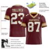 Custom Burgundy White-Old Gold Authentic Football Jersey