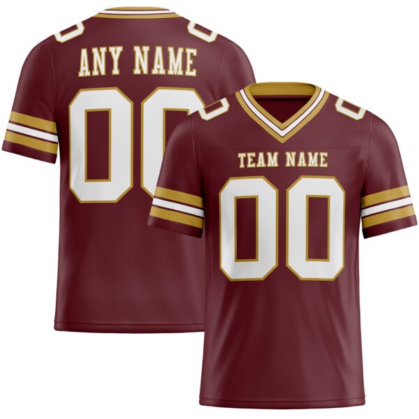 Custom Burgundy White-Old Gold Authentic Football Jersey
