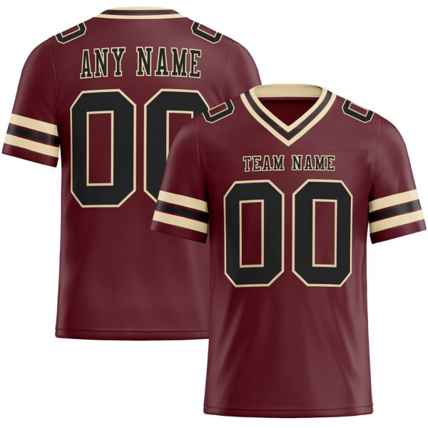 Custom Burgundy Black-City Cream Authentic Football Jersey