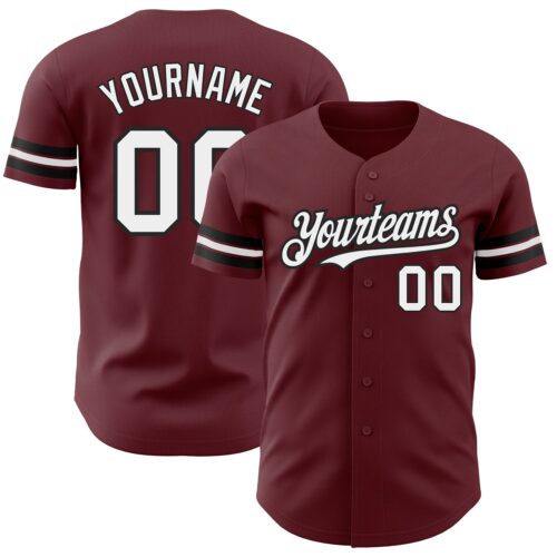 Burgundy0127 Custom Burgundy White-Black Authentic Baseball Jersey