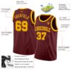Custom Burgundy Gold Authentic Basketball Jersey