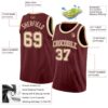 Custom Burgundy Cream Authentic Basketball Jersey