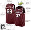 Custom Burgundy White-Black Authentic Basketball Jersey