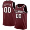 Custom Burgundy White-Black Authentic Basketball Jersey