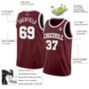 Custom Burgundy White-Gray Authentic Basketball Jersey