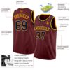 Custom Burgundy Navy-Gold Authentic Basketball Jersey