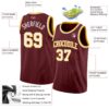Custom Burgundy White-Gold Authentic Basketball Jersey