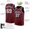 Custom Burgundy White-Navy Authentic Basketball Jersey