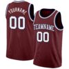 Custom Burgundy White-Navy Authentic Basketball Jersey