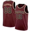 Custom Burgundy Black-Cream Authentic Basketball Jersey