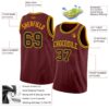Custom Burgundy Black-Gold Authentic Basketball Jersey
