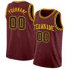 Custom Burgundy Black-Gold Authentic Basketball Jersey
