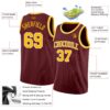 Custom Burgundy Gold-White Authentic Basketball Jersey