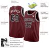 Custom Burgundy Black-White Authentic Basketball Jersey
