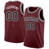 Custom Burgundy Black-White Authentic Basketball Jersey