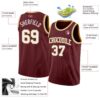 Custom Burgundy White-Old Gold Authentic Basketball Jersey