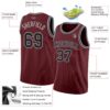 Custom Burgundy Black-Gray Authentic Basketball Jersey