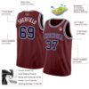 Custom Burgundy Navy-White Authentic Basketball Jersey