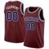 Custom Burgundy Navy-White Authentic Basketball Jersey