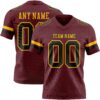 Custom Burgundy Black-Gold Authentic Football Jersey